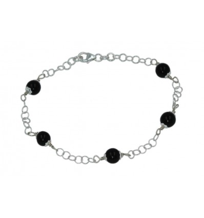 BRACCIALE COCCUS E ARGENTO 5 PALLINE