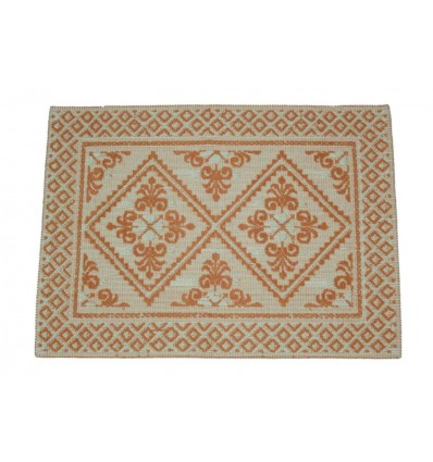 TAPPETO SARDO PISTOCCU FIORITO MECCANICO MISURA 58X80 BICOLORE COTONE NATURALE E COLORATO