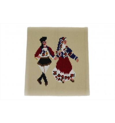 Arazzo sardo Balletto realizzato con il telaio manuale cotone e lana misura 40x50