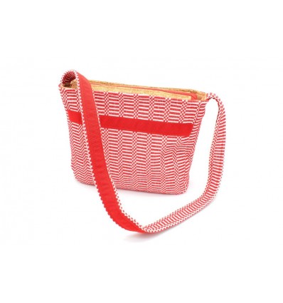 BORSA SUGHERO E COTONE ROSSO 1 TRACOLLA