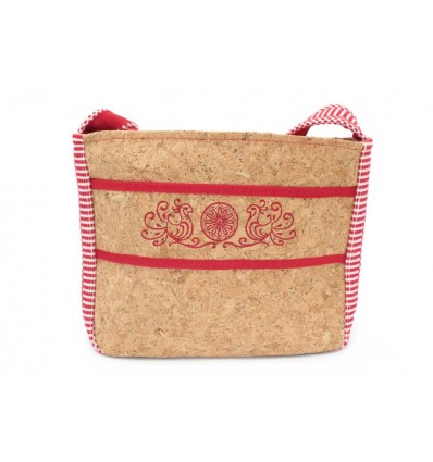 BORSA SUGHERO E COTONE ROSSO 1 TRACOLLA