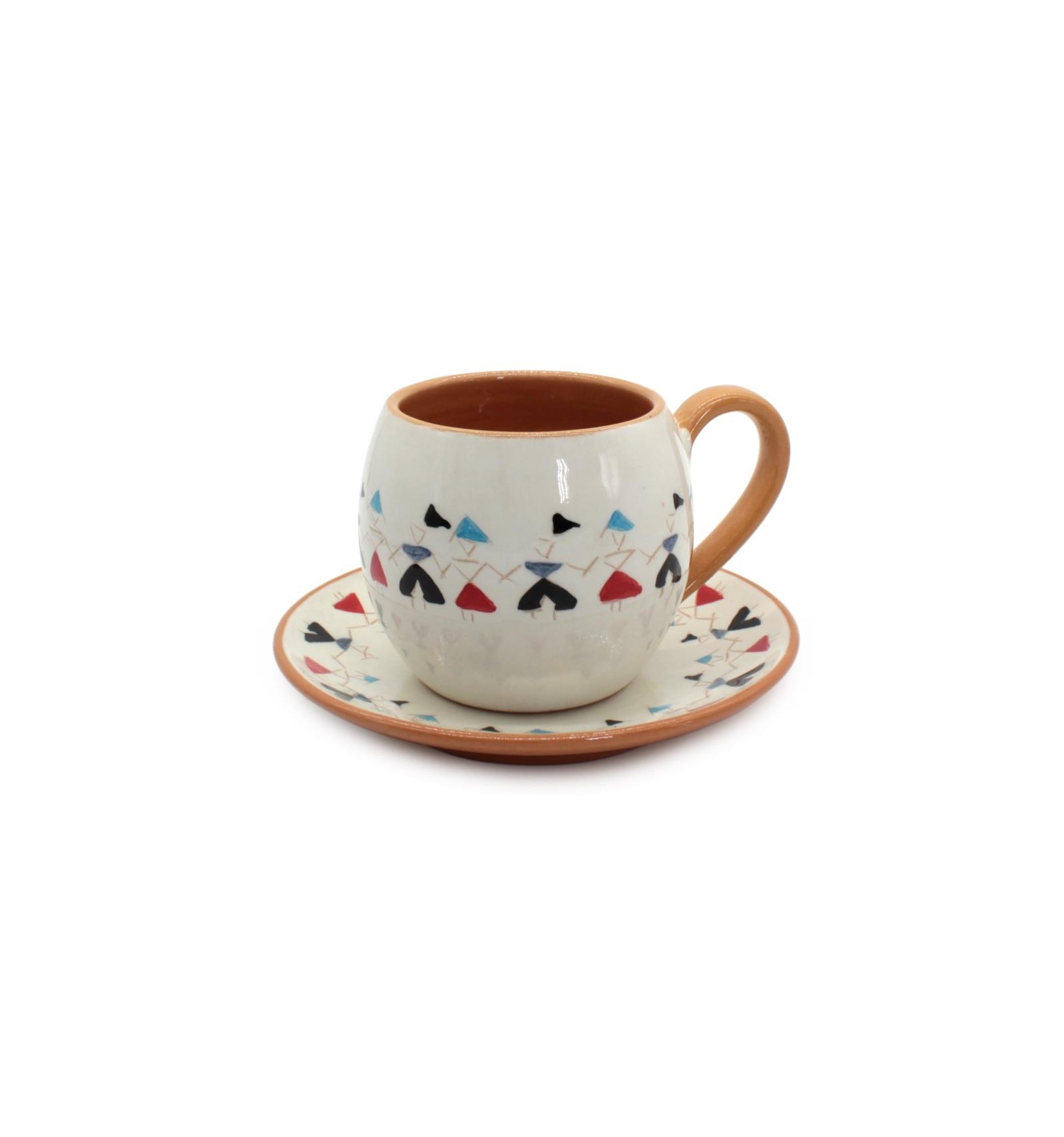 Tazza da latte con piattino decoro pesciolini 