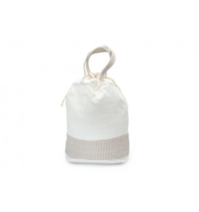 Shopping bag Passilla artigianale in tela liscia e tela bisaccia in cotone