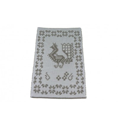 Tappeto sardo manuale 55x90 cm Pavone cotone bicolore