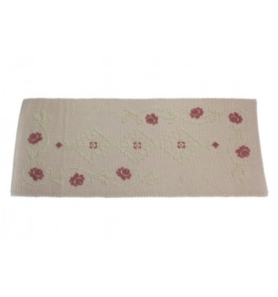 Tappeto sardo manuale 65X155cm modello Rose e Rombi in cotone