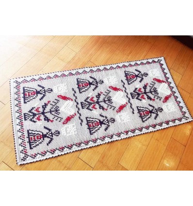 Tappeto sardo modello Fèminas lavorazione a punto semi pieno con il telaio a mano misura Cm 60x130